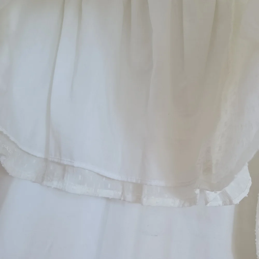 GB Girls White Cottage Ruffle Long Sleeve‎ Swiss Dot Lined Boho Blouse Large NWT